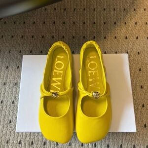 Loewe Bright Yellow Mary Jane Flats with Jewel Buckle